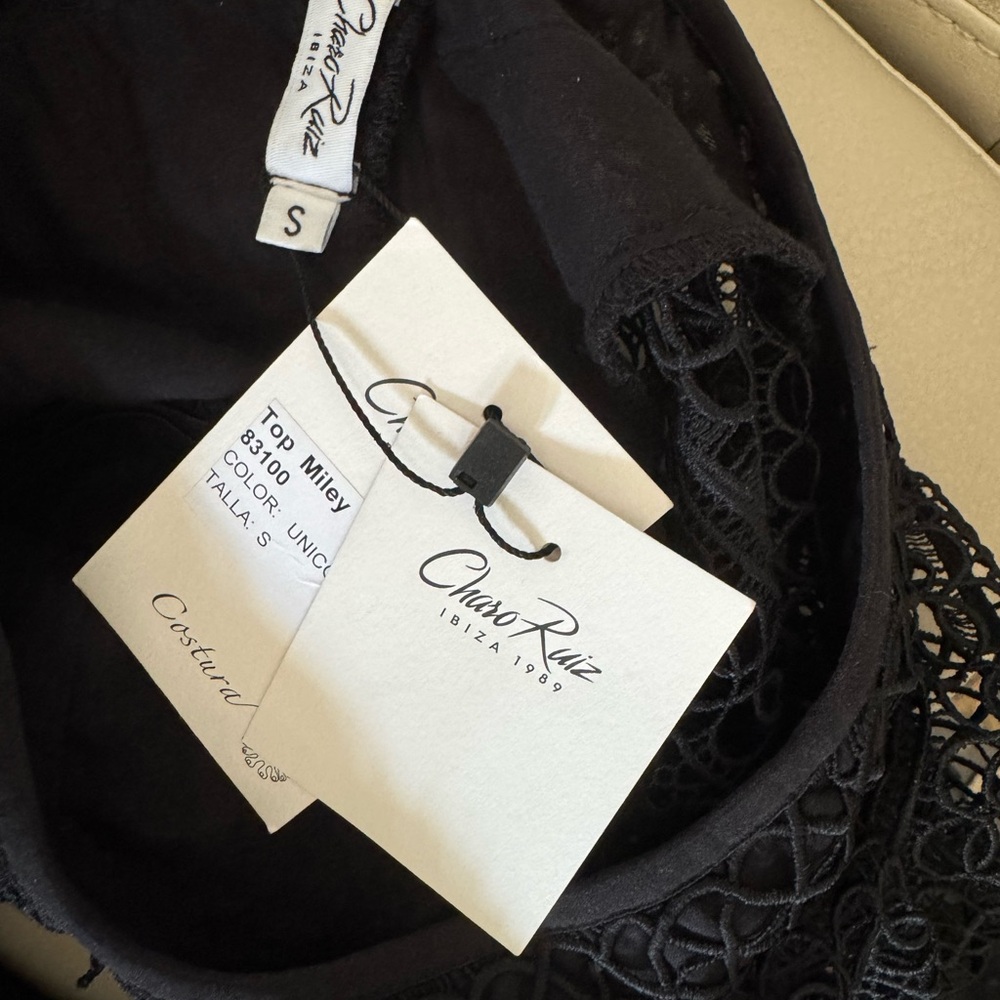 Charo Ruiz NWT Elegant Black Lace Women's Miley Top - Picture 4 of 5